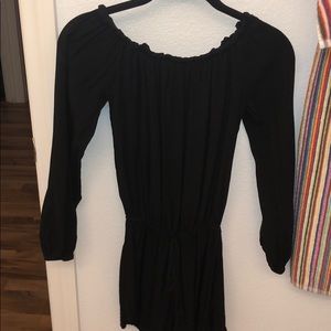 Brandy off the shoulder black romper